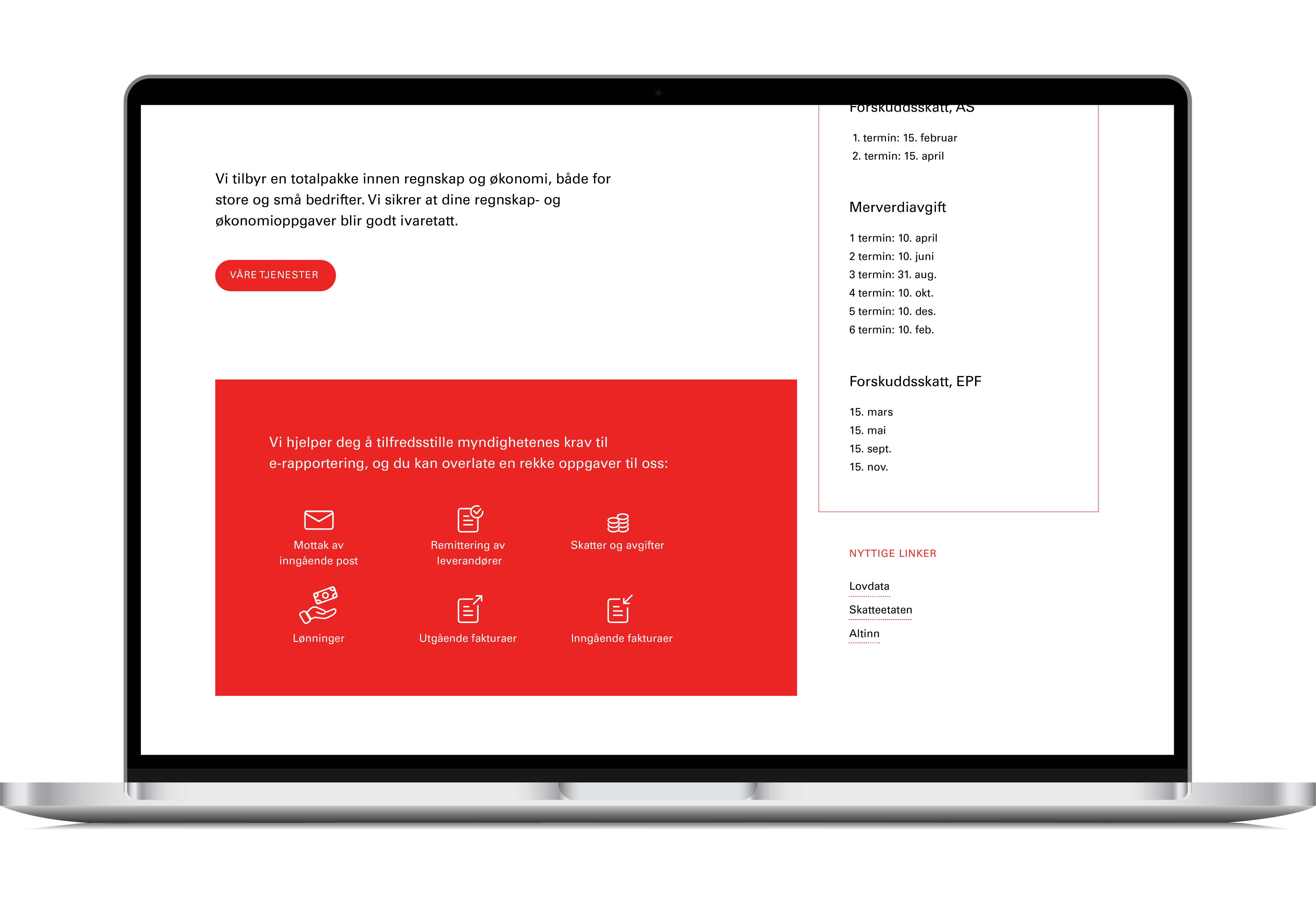 nettside for regnskapsfører i ålesund av osberget as lokalt reklamebyrå