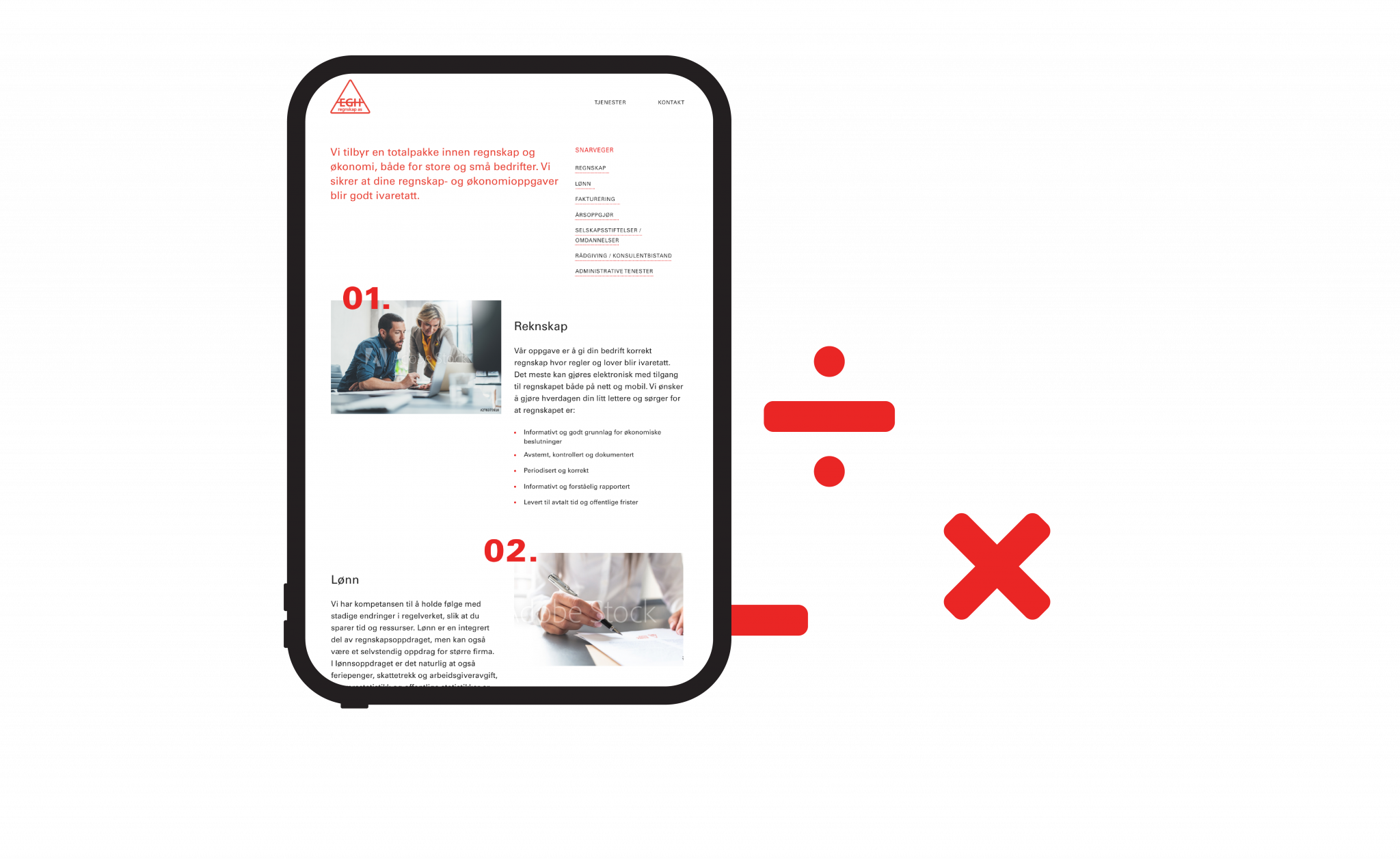 mobiltilpasset nettside for regnskapsfører av osberget as