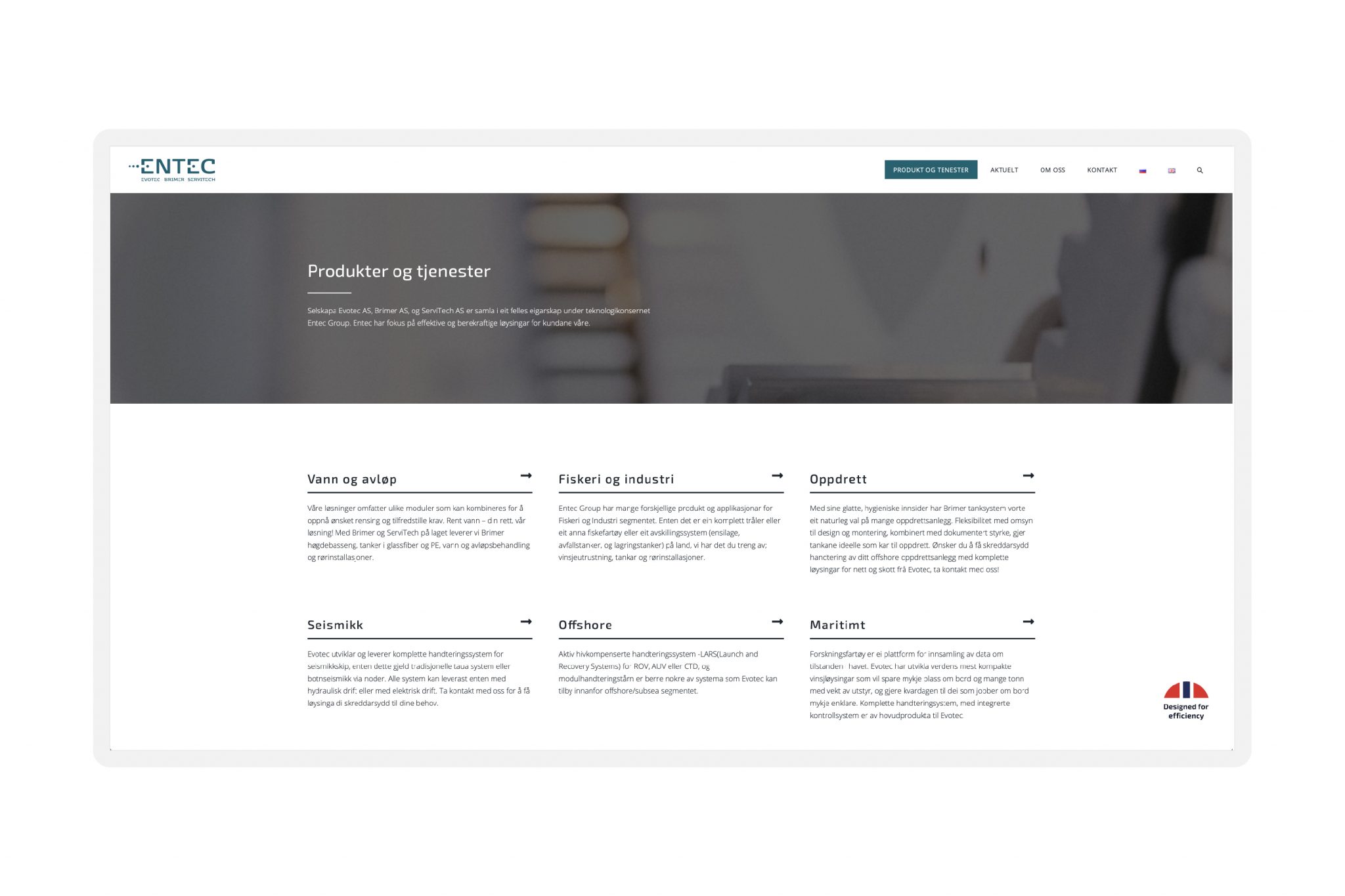 nettsideløsning for entec av fantastiske osberget